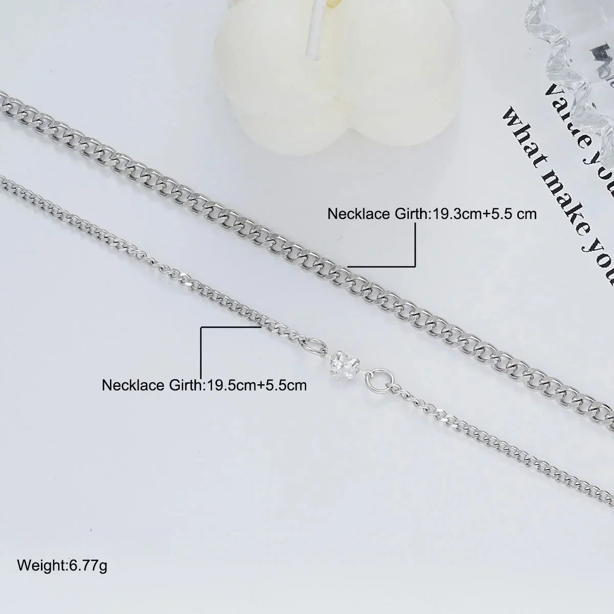 2Pcs Simple Fashion Stainless Steel Bracelet Set for Couple Unisex Women Men Lover Crystal Heart Silvery Chain Bracelets Jewelry