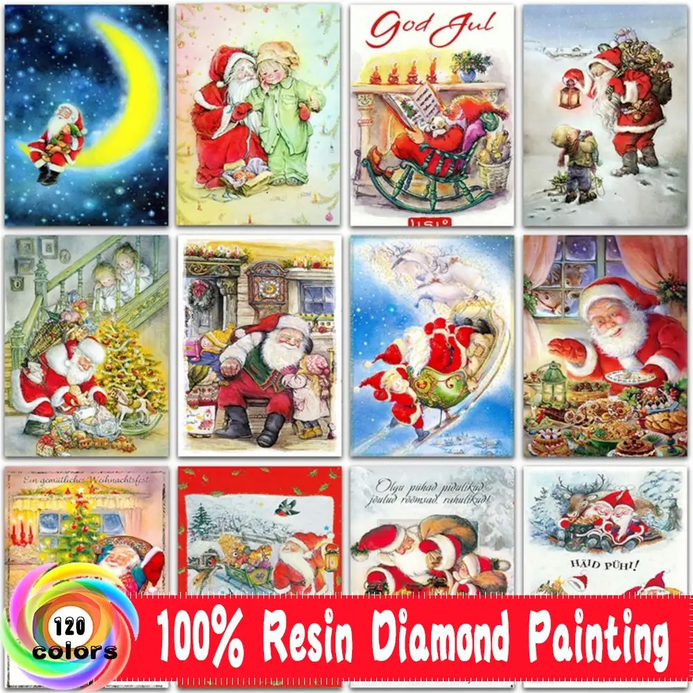 

5D DIY 120 Color Velvet Canvas Resin Diamond Painting Christmas Santa Claus Girl New Year Gift Mosaic Embroidery Cross Stitch