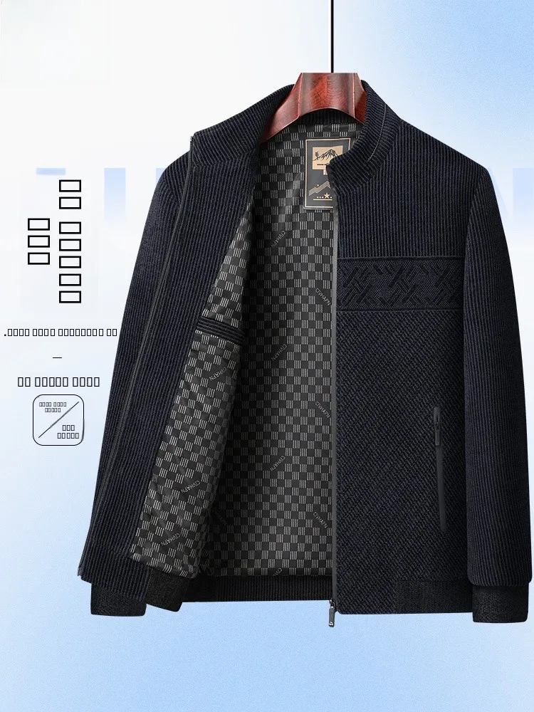 

Весенне-осенняя мужская легкая шерстяная куртка из полиэстера и композитного волокна, тонкая модель в стиле дедушки, повседневный стиль