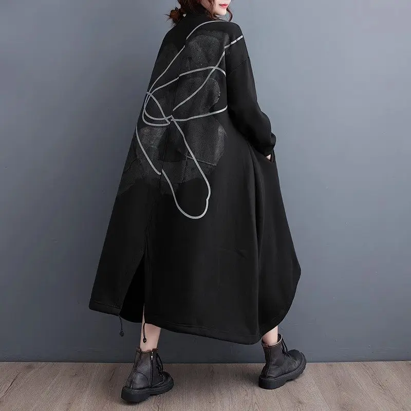 Irregular 2023 Oversized Women's Casual Windbreaker Autumn And Winter Clothing Loose Temperament Popular Shirt Coat Dress Z3223