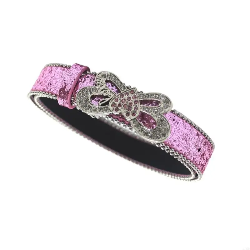 

Нежный пояс с пряжкой в ​​форме сердца и бабочки для девочек, ремни с блестками