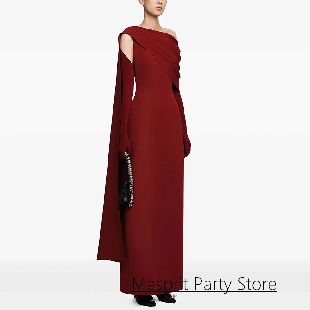 Simple Burgundy Evening Dress Customized One Shoulder Ankle Length A Line Arabian Formal Party Gown Saudi Prom Dresses image 3