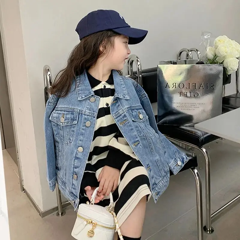Teen Girls Coat New Fashion Kids Denim Jacket For Spring Autumn Children Outerwear Baby Casual Jackets Costume 3-12 Year