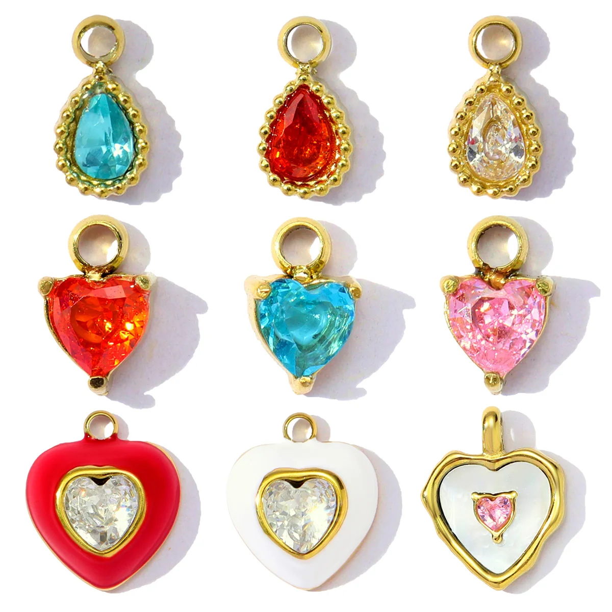 

3pcs/Lot Stainless Steel Heart Pendants Zircon Charms for DIY Fashion Jewelry Making Necklace Earring Accessory Wholesale