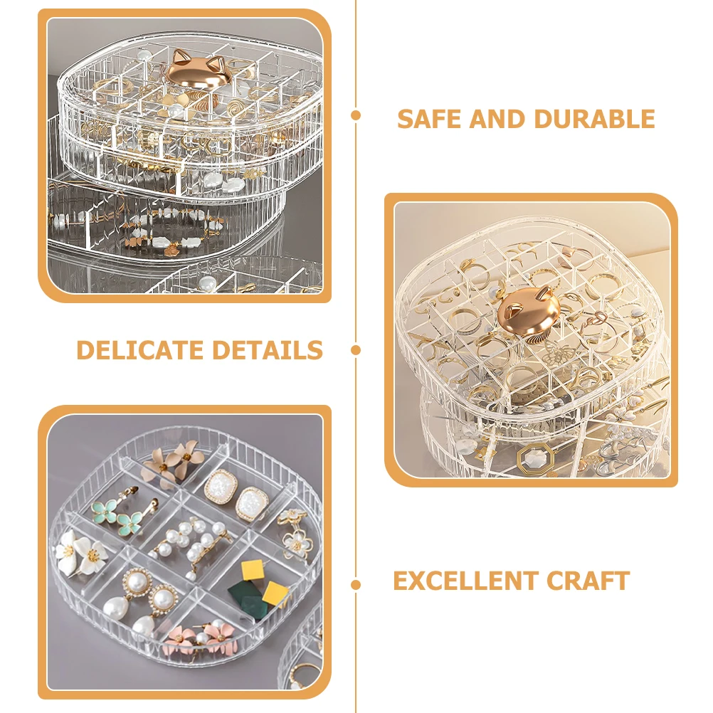 

3-Layer Stackable Jewelry Storage Box Multi-Slots Organizer For Earrings Rings Pendants Trinkets Desktop Dresser Use Large