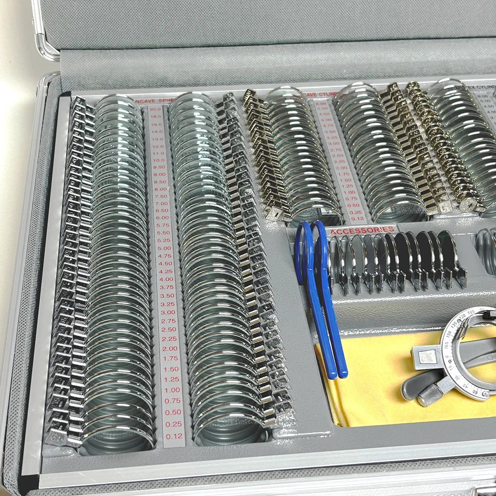 Set Lensa Uji Coba Optik Peralatan Optometri Profesional 266JS Dengan 266 Buah Lensa