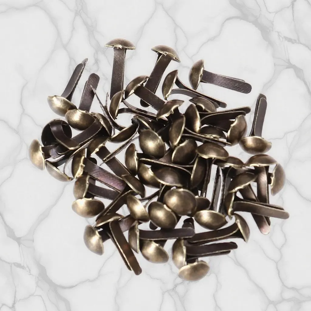 

100Pcs Iron Mini Brads Electroplated Bronze Paper Fasteners for Crafting Scrapbooking DIY Photo Display Ribbon Binding 4.5x8mm