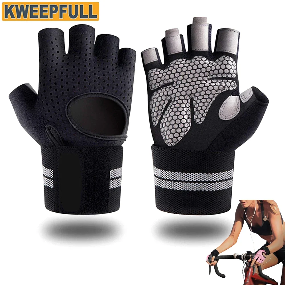 

1Pair Workout Gloves Men Women Weight Lifting Gloves with Wrist Wraps Support for Gym Training, Full Palm Protection for Fitness