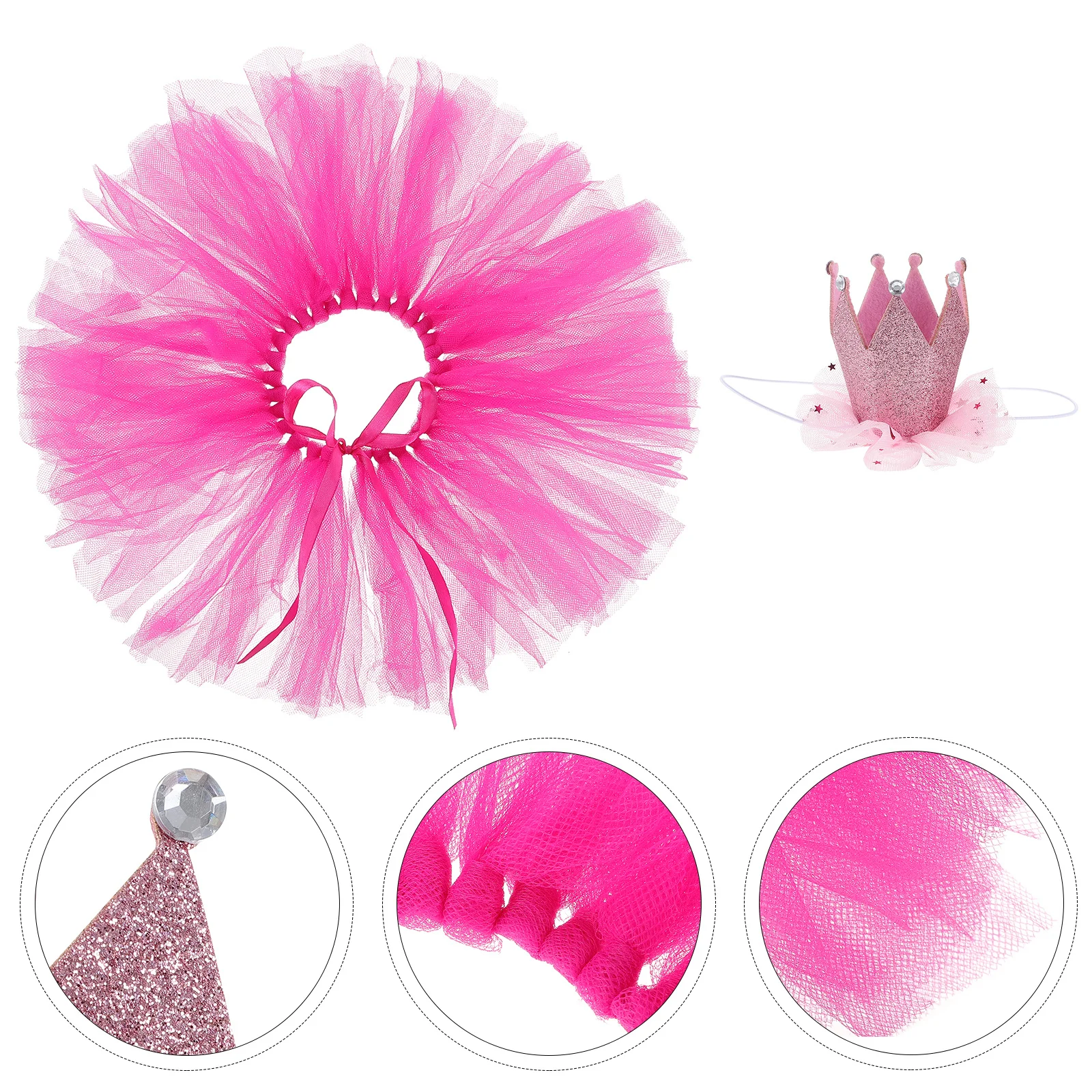 

1Set Pet Tutu Skirt Crown Set Exquisite Color Brightness Dog Clothes Fashion Gauze Festival Party Photo Supplies