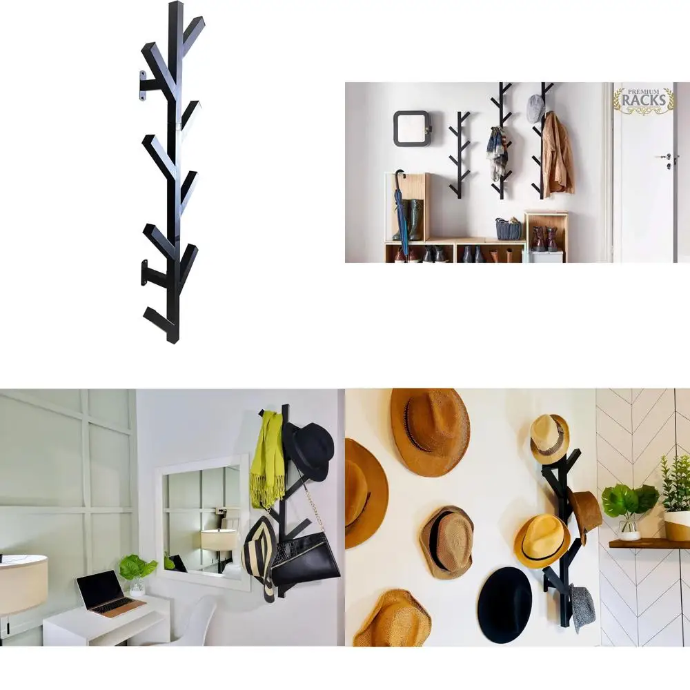 

Современная настенная вешалка для пальто и шляп - элегантный черный дизайн