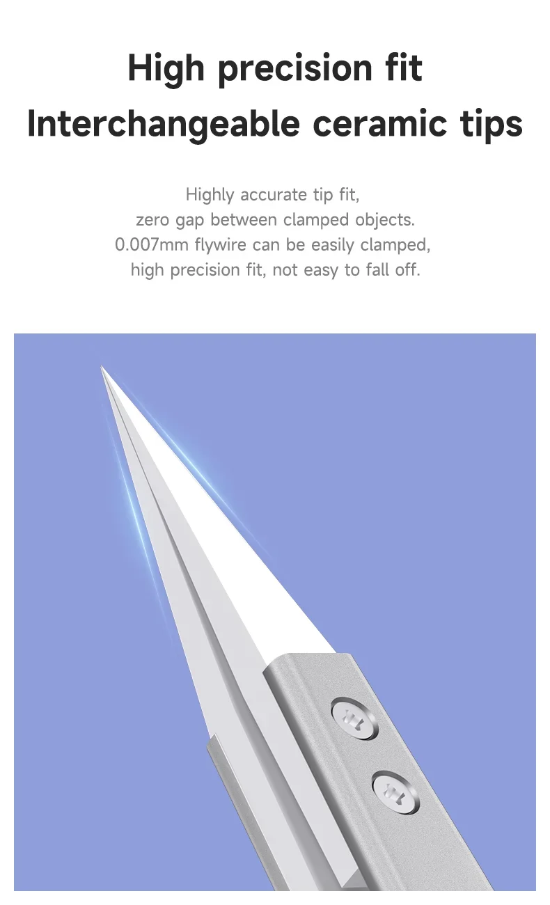 Mechanic S-grade Ceramic Tweezers Non-magnetic Precision Insulation Straight/Curved Tip for Phone Electronic Flying Wires Repair
