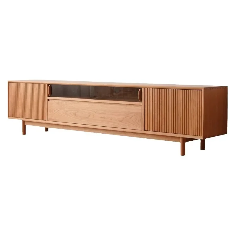 

TV cabinet cherry wood, Nordic solid wood simple living room retro locker