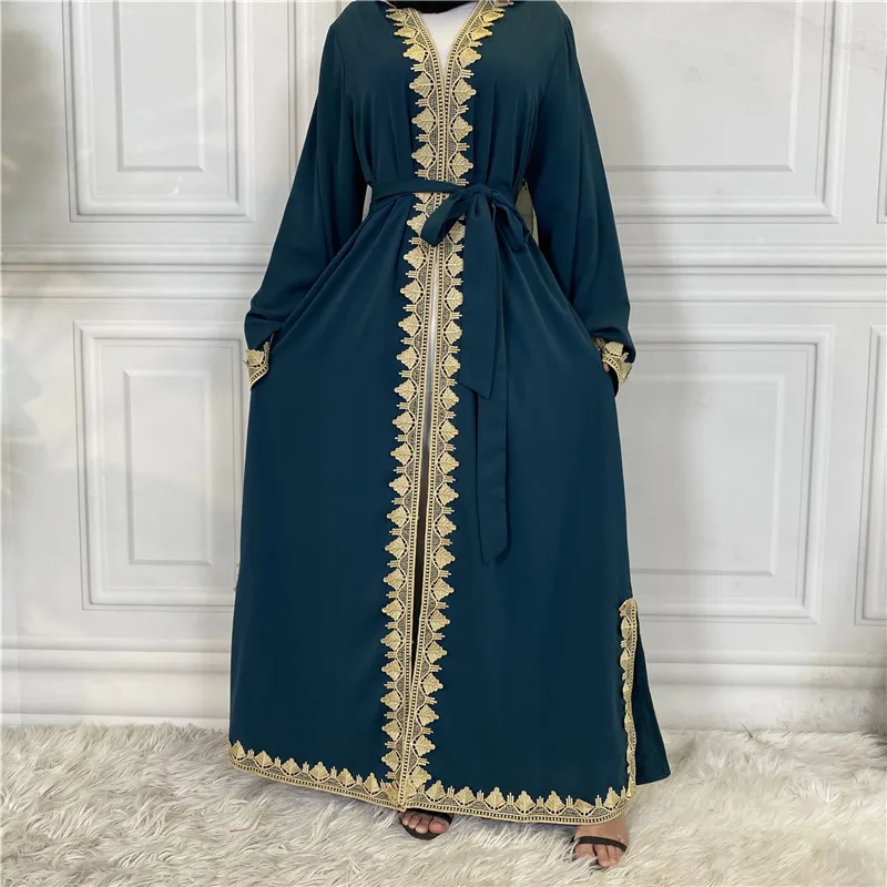 Fashion Open Abayas Muslim Women Cardigan Maxi Dress Embroidery Kimono Eid Mubarak Arab Robe Islam Dubai Turkey Abayas Caftan