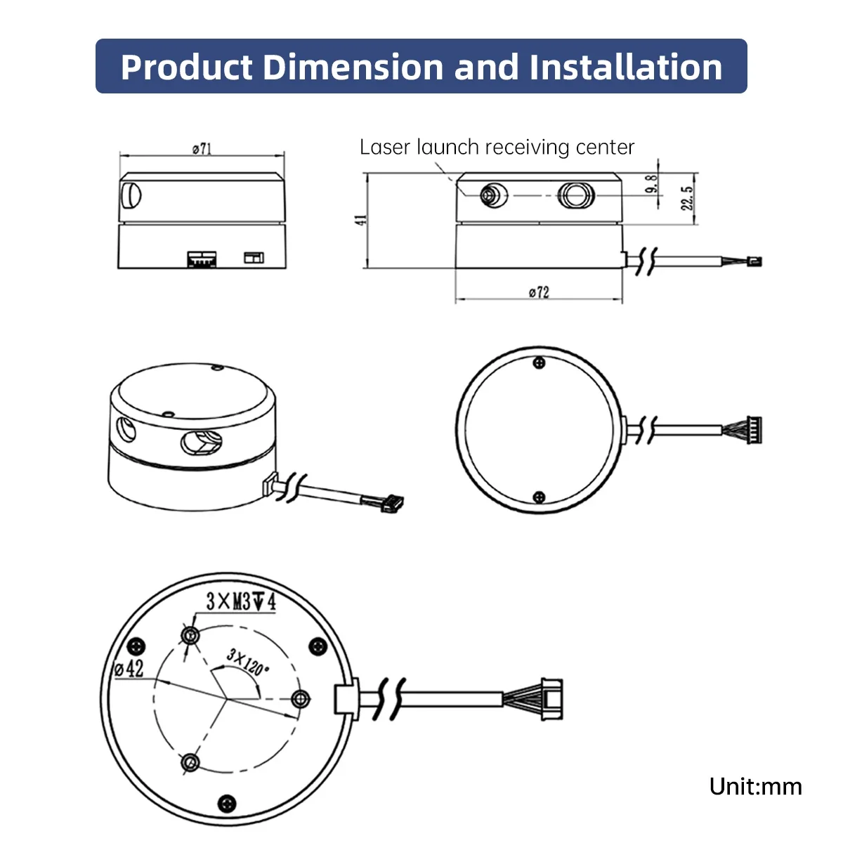 YDLIDAR G4 Lidar Triangulación 360 °   Portado de escaneo de 16 m para soporte de robótica ROS ROS1 ROS2