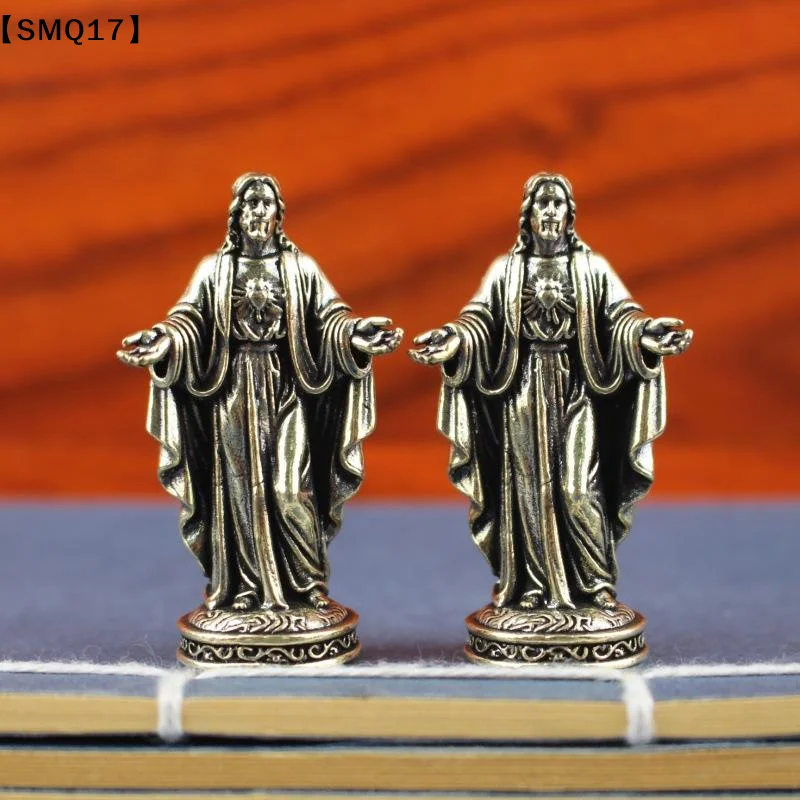Brass Father Mary Staue Figurines Miniatures Desktop Ornaments Retro Metal Character Models Crafts Home Decor Accessories【SMQ】