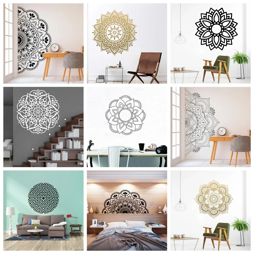 Colorful Mandala Vinyl Wall Sticker, Flower Stikers for  Rooms Decor, Wall Decals, Living Room Wallpaper,  Decor Decal