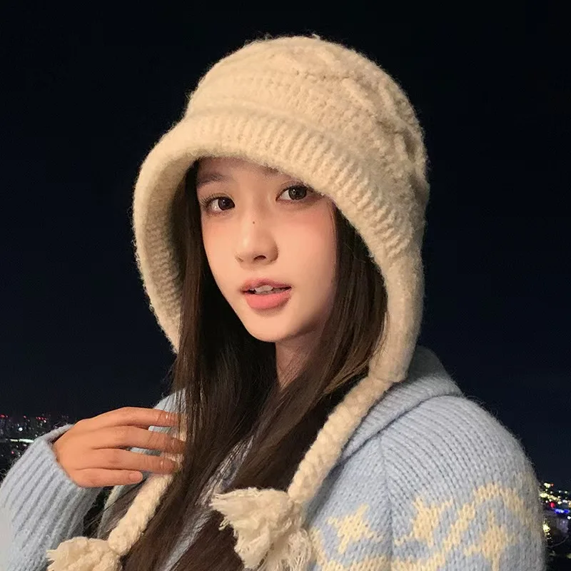 

Women's Winter Hat Elastic Knitted Woolen Hat Winter Warm Ear Protection Hat