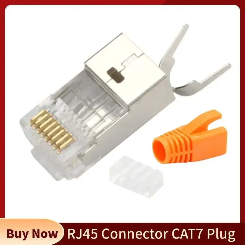 Cat7 RJ45 Connector CAT 7 Plug RJ 45 8p8c Shield Modular Crystal Head 10G Gold Plated 50U 1.5mm Wire Hole With Multi-Color Boot