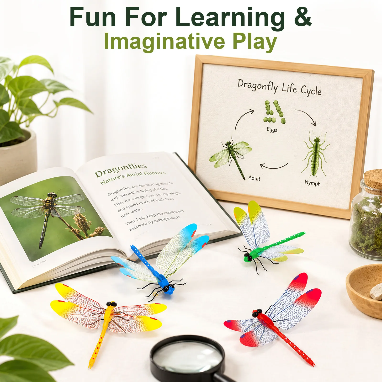 20Pcs Simulation Dragonfly Decor Garden Adorn with Lovely PP Craft for Outdoor Indoor Decoration Mini Dragonfly Ornament