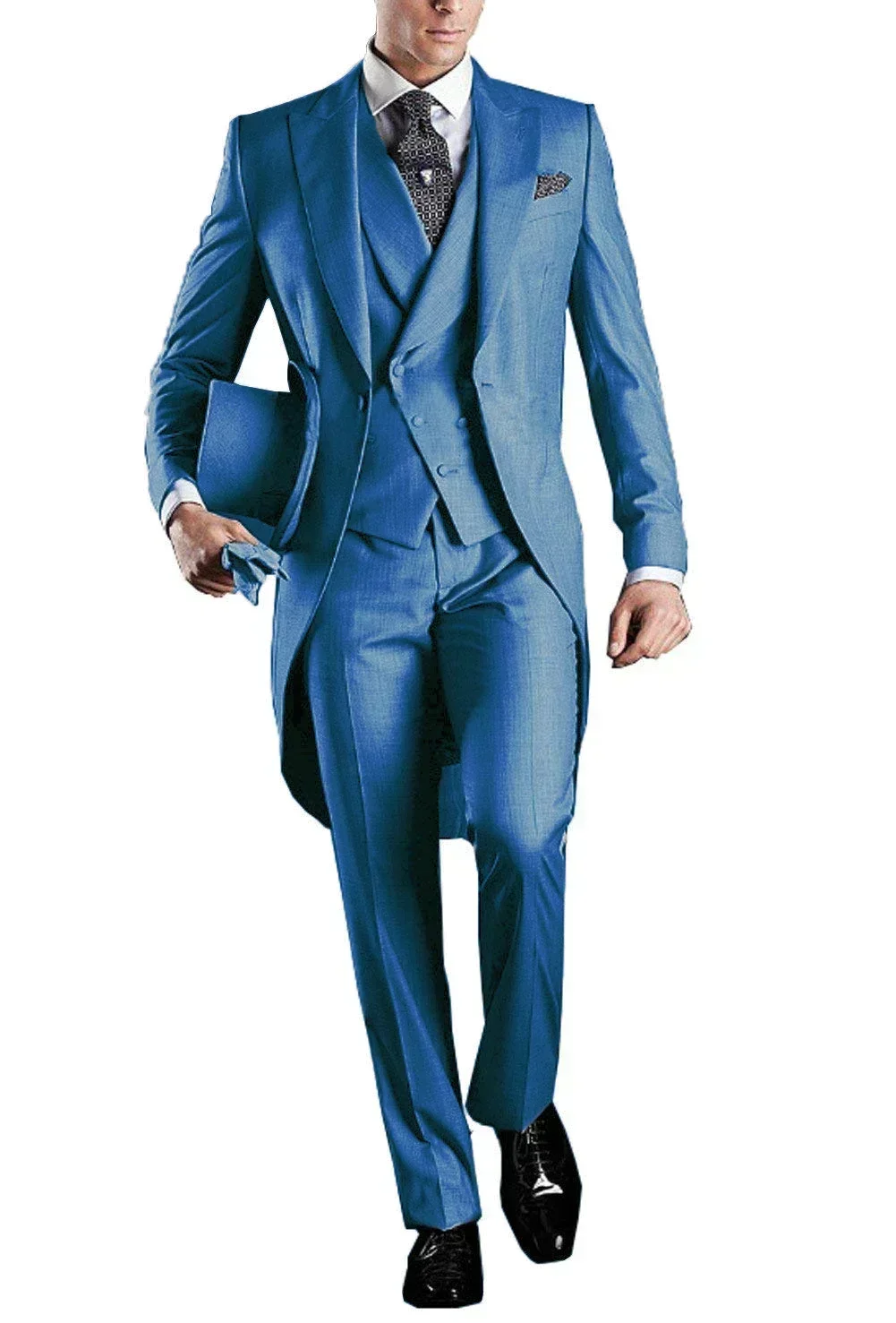 Temperament Long Sleeves Buttons Evening Dress Delicate V-Neck men's Suit for Weddin Man Suit ( Jacket+Pants +coat) Party Gowns