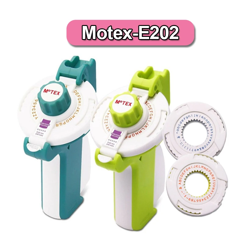 

Машинка для эмбоссирования Motex E-202, ручная, для создания этикеток своими руками, 2 ролика, ручная пишущая машинка для эмбоссирования этикеток шириной 9 мм