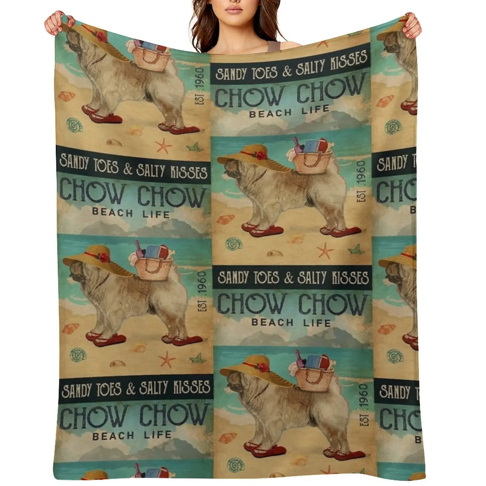 

Beach Life Sandy Toes Chow Chow Throw Blanket Luxury Sofa blankets ands Decorative Throw Blankets