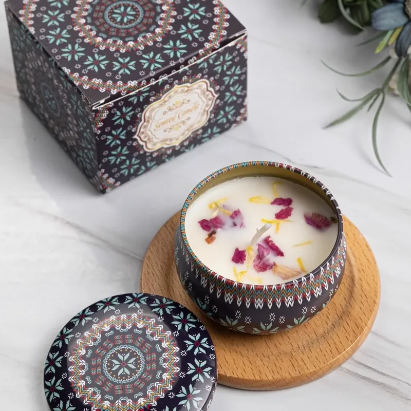 Vintage Scented Candles Soy Wax Candle Jars Flower Fragrance Scent Candle Wedding Ceremony Birthday Gifts Home Decoration