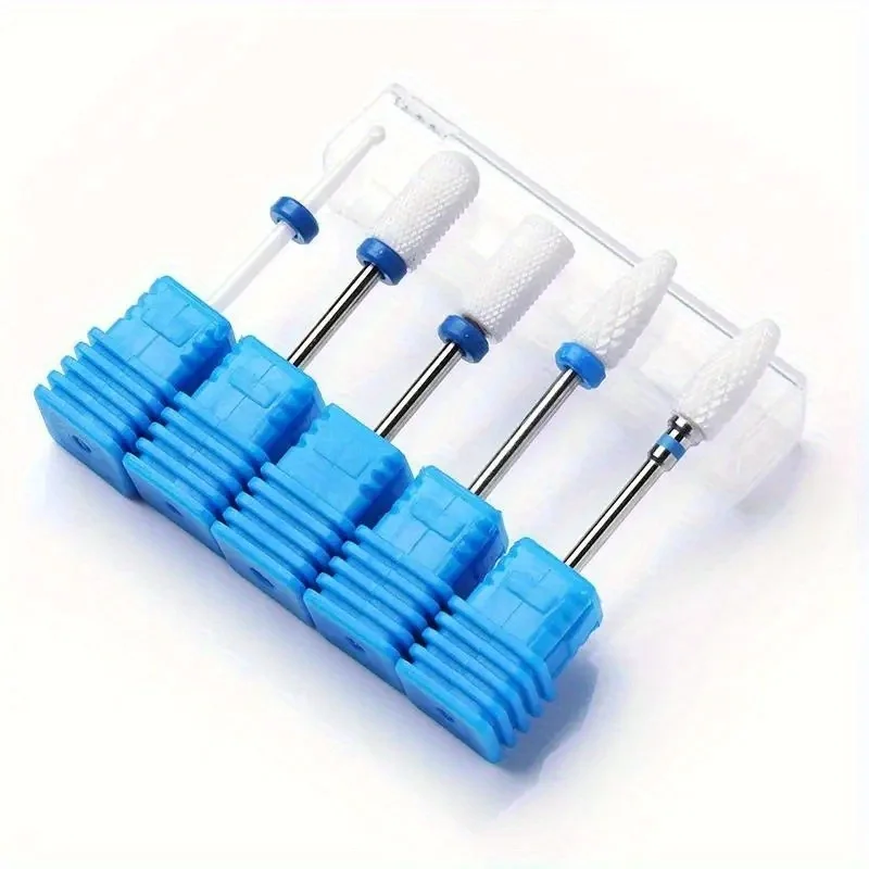 5PCS/Set Ceramic Carbide Tungsten Nail Drill Bits For Electric Drill Manicure Pedicure Tools Nail Drill Machine Accessories