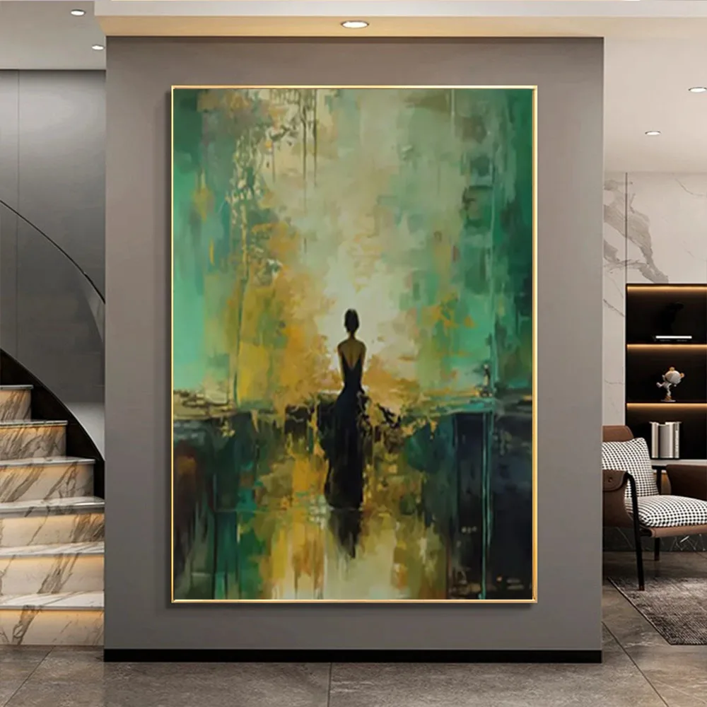 Palette Knife Forest Wall Art Picture Hand-painted Oil Painting On Canvas Modern Park Path Landscape Poster Decor Living Room