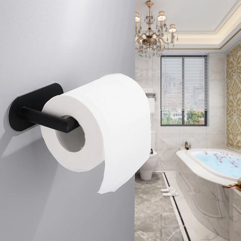 Non-drilling Self-adhesive Toilet Paper Holder Stainless Steel Bathroom Kitchen Roll Paper Accessories Paper Towel Holder