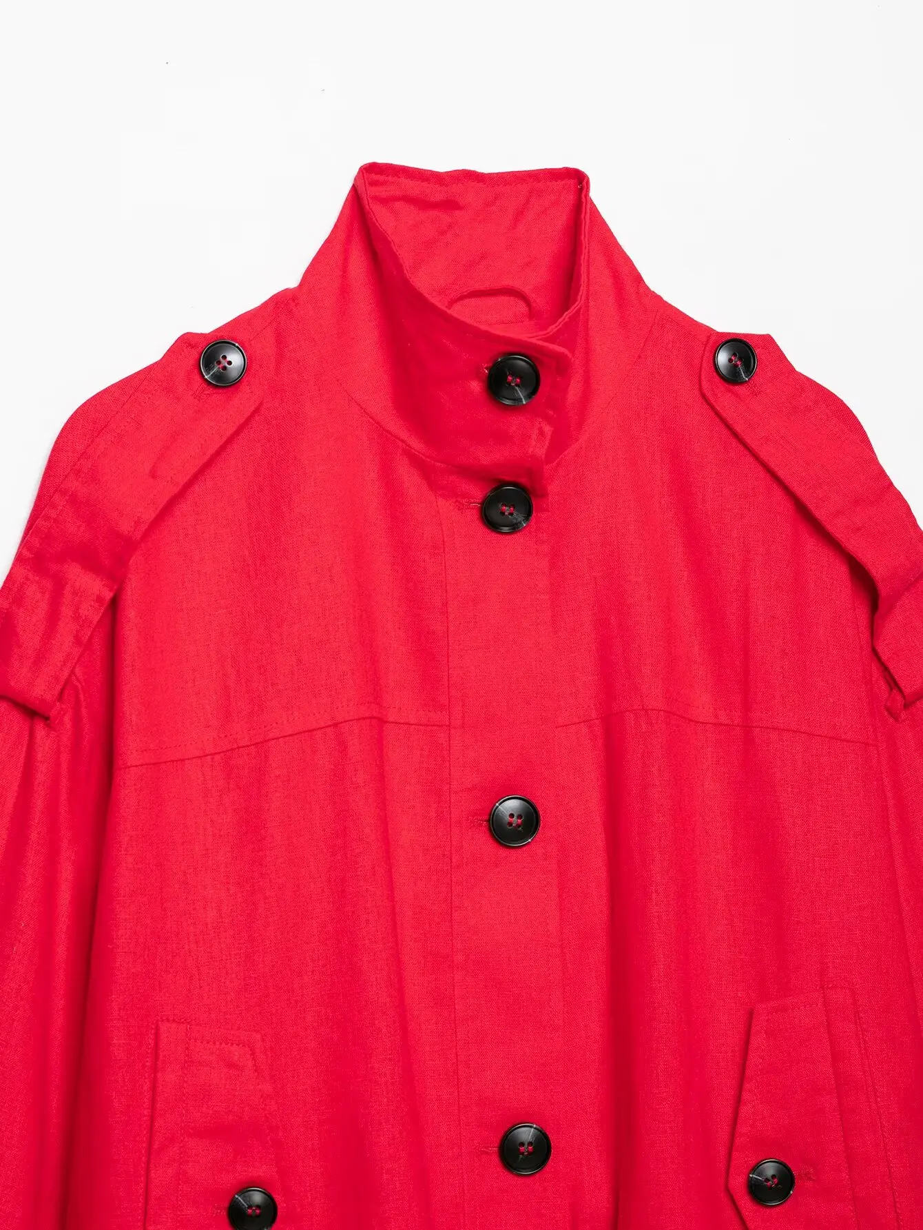 HH Damen Elegante Kurze Utility-Jacke Stehkragen Knopfdetail Oberbekleidung Frühling Herbst Business Casual & Büro Festliche Kleidung – Detail 6
