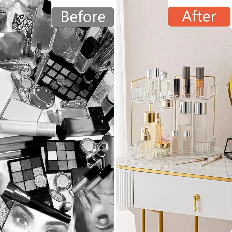 HOCounter-Étagère supérieure de maquillage durable, parfum de vanité, 2 niveaux