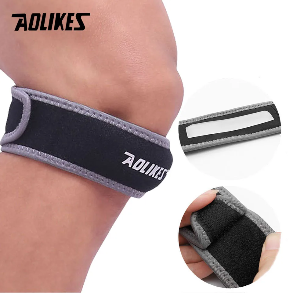 AOLIKES 1 szt. Regulowana amortyzacja rzepki kolana opaska neoprenowa stabilizator kolana sportowe ochraniacze na kolana do biegania