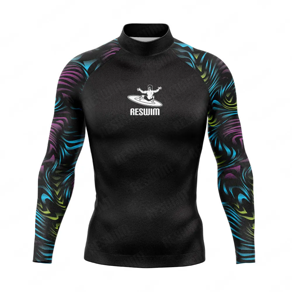 New Mens Swimsuit Rash Guard Long Sleeve Surfing Shirt UPF 50 Swimwear All Time T-Shirt Sports GYM Surf Diving Clothes Rashguard