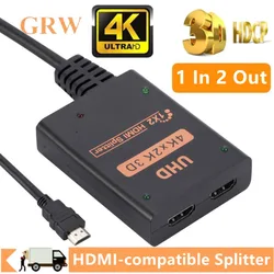 4K x 2K HDMI Splitter 1 in 2 out HDMI-compatible Audeo Video Splitter Adapter 1x2 Video Splitter for Xbox PS4 DVD HDTV PC Laptop