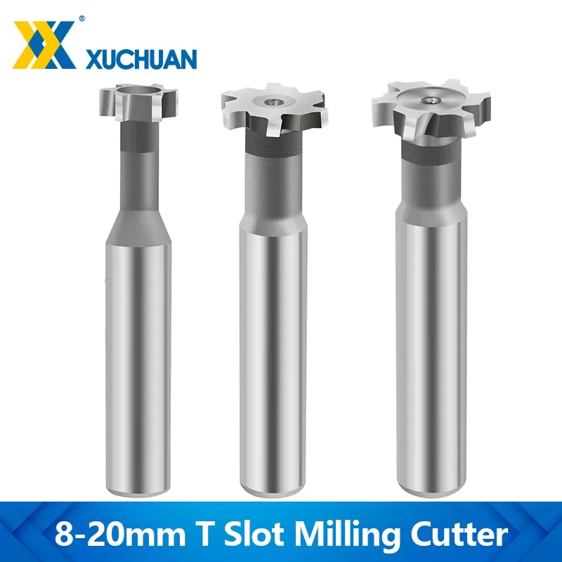 

1pc T-Slot Milling Cutter 8-20mm Straight Shank Tungsten Steel T Type Cutter for Metal Carbide Groove End Mill