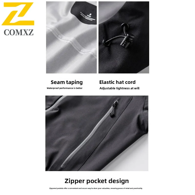 COMXZ Chaqueta يندبروف مقاوم للماء عادية في الهواء الطلق الدراجات معطف السفر المشي لمسافات طويلة ارتداء مقاومة حجم كبير الرجال سترة واقية سترة