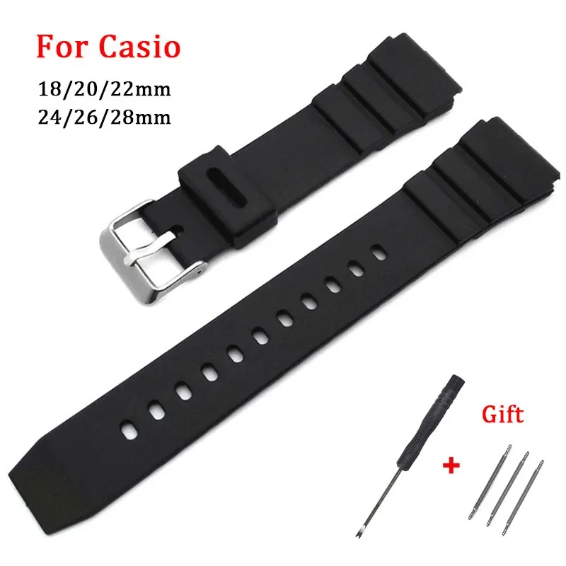 Silicone Strap for Casio 18mm 20mm 22mm 24mm 26mm 28mm Rubber Waterproof Watchband Students Electronic Sport Universal Wristband