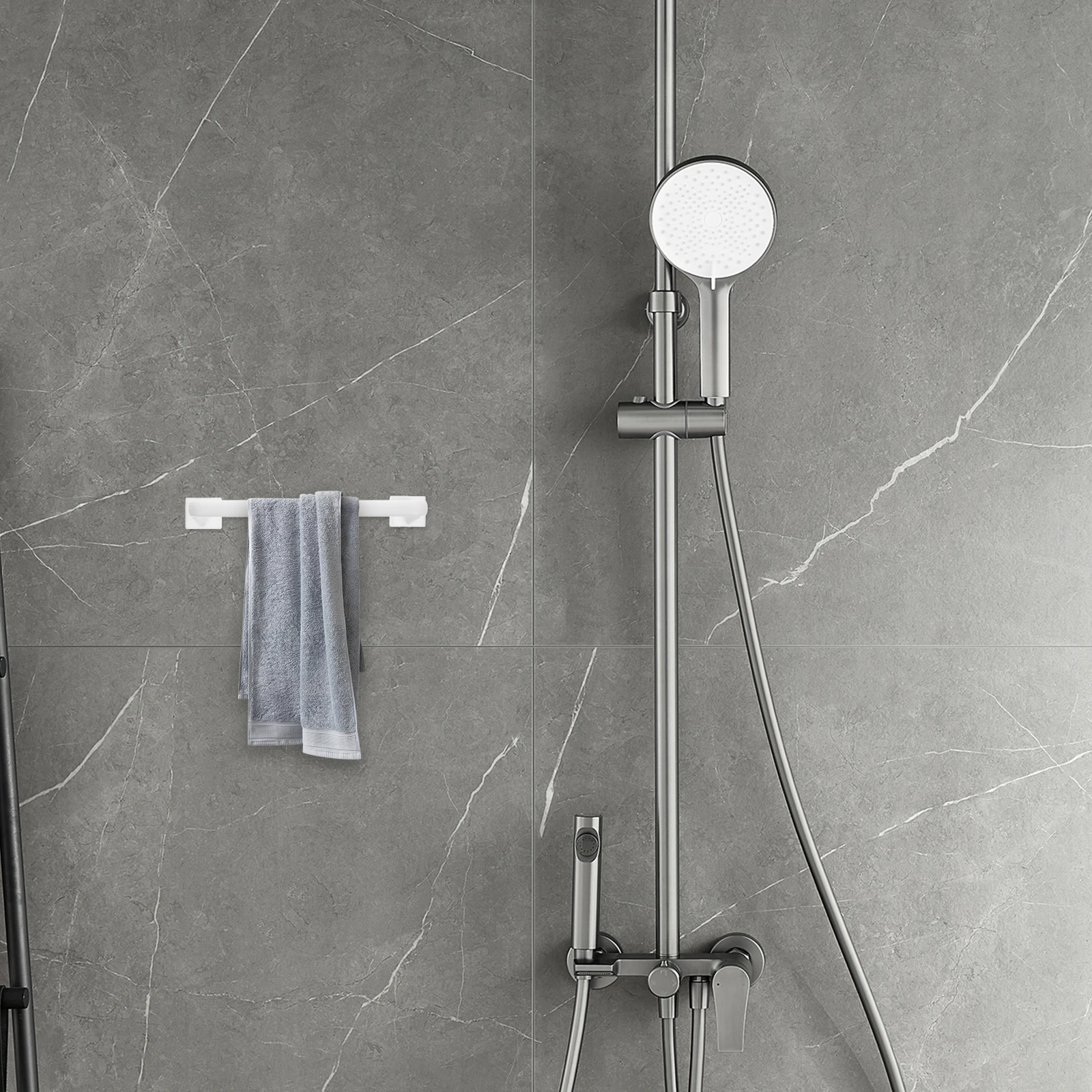 

2Pcs No Drill Towel Bar Self Adhesive Waterproof Rack Space-Saving for Kitchen Bathroom Towel Holder Storage Tea Towels Black