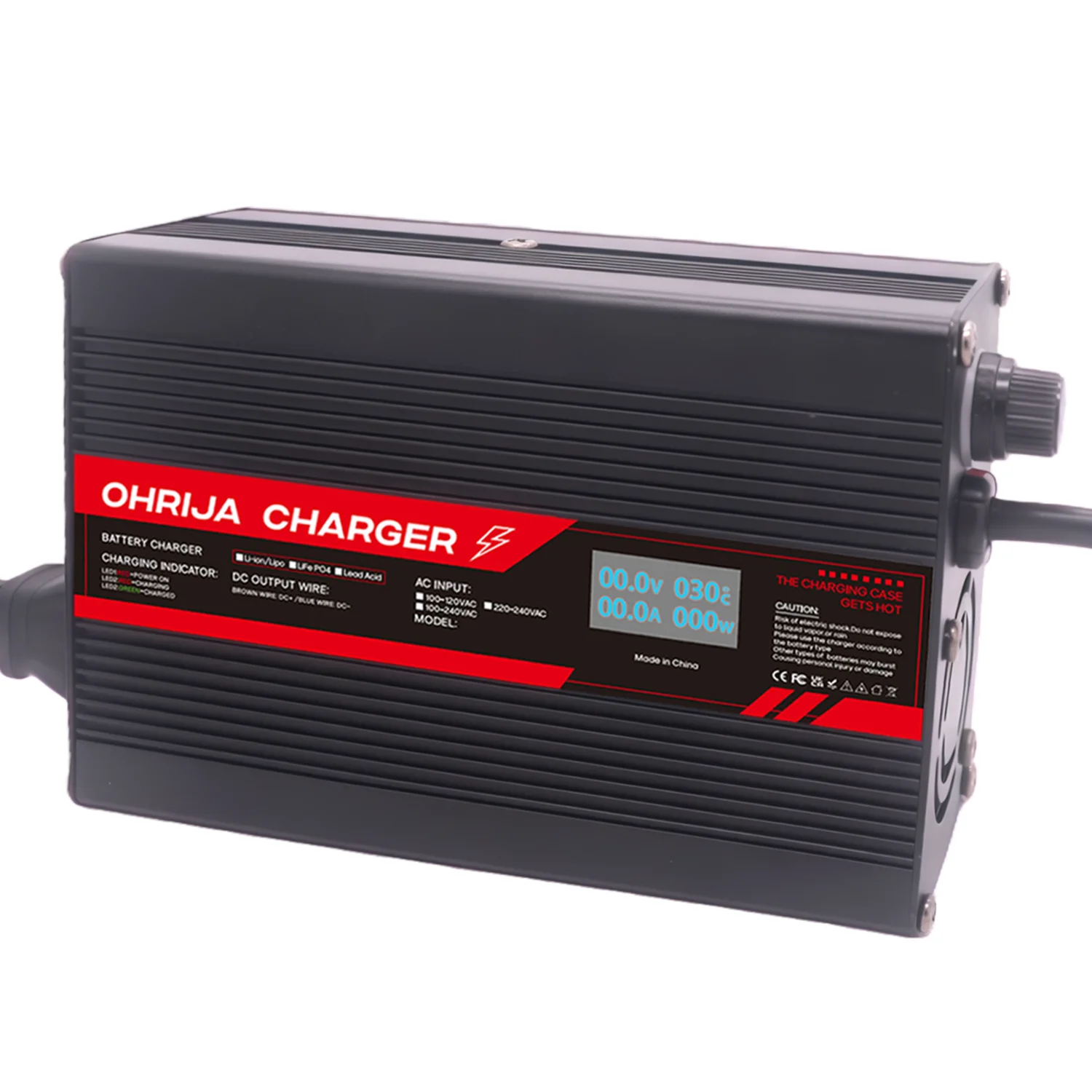 72V 3A Smart Charger for 6S 72V Lead Acid Battery LED Indicator Fireproof Shell Over Current/Voltage/Short Circuit Protection