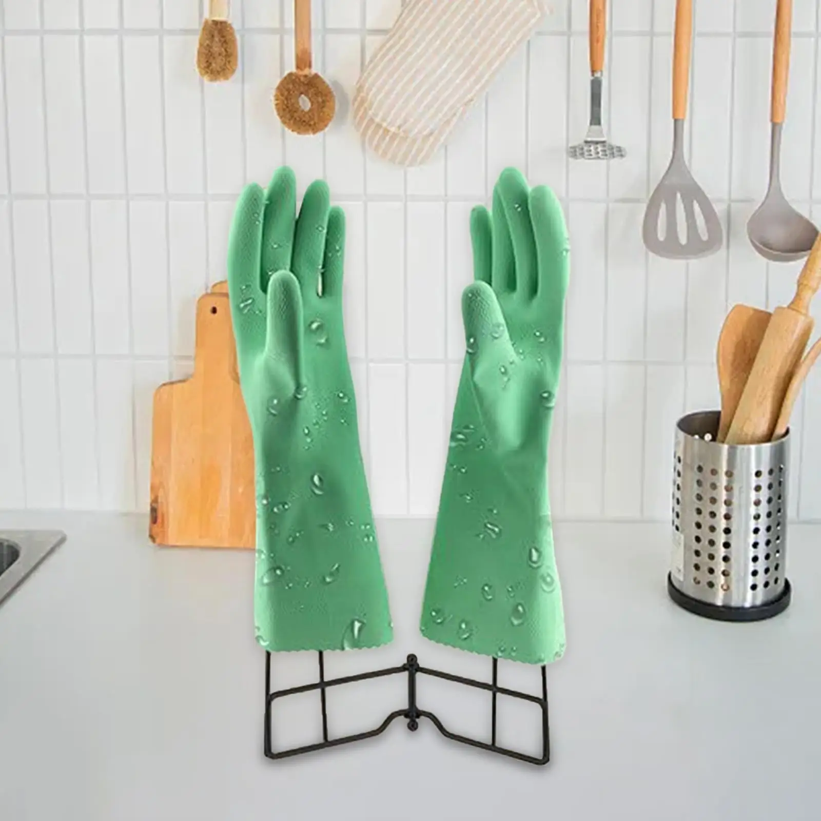 Kitchen Gloves Holder Dish Towel Drying Rack Stable Space Saving Support Folding Reusable Sink Organizer Mitten Dryer