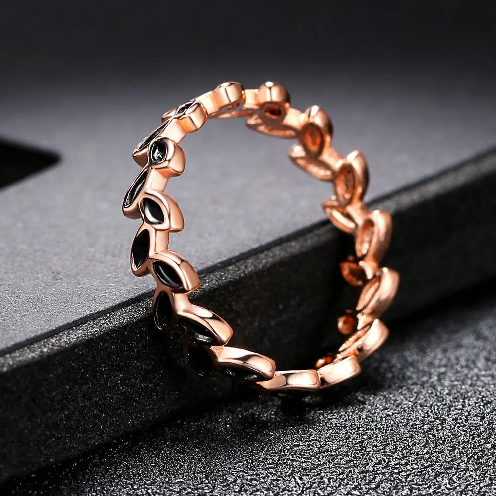 ZHOUYANG Top Quality ZYR183 Oliver Leaf Ring Rose Gold Color Austrian Crystals Full Sizes