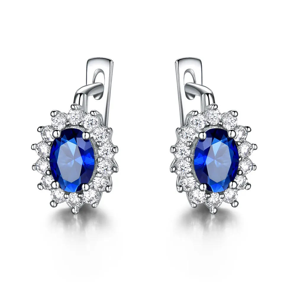 

Blue Sapphire Earring Oval 5*7mm Clip Earring for Women 925 Sterling Silver Earrings for Gift