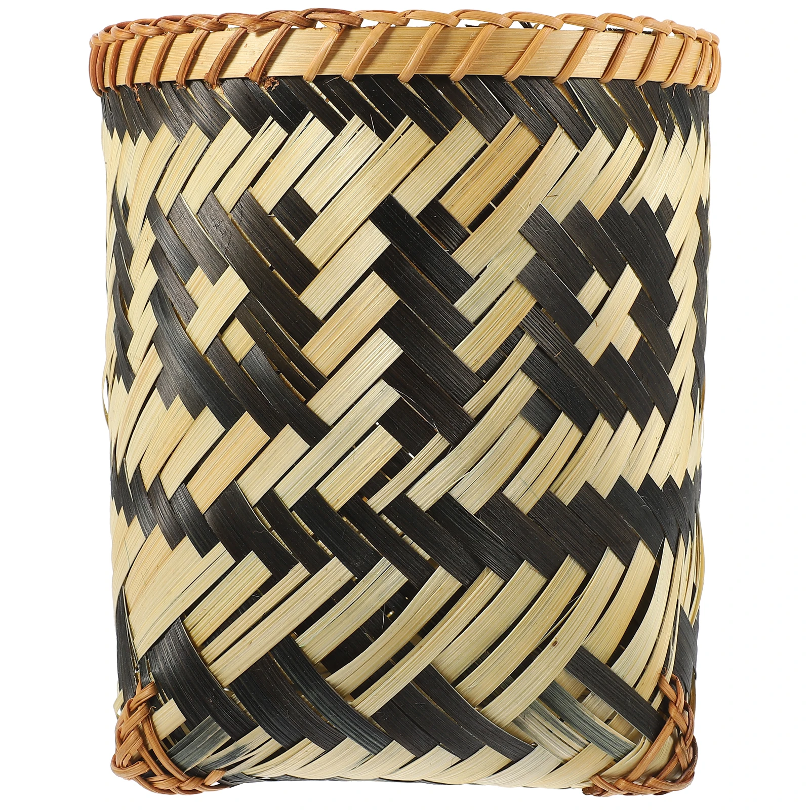 

Bamboo-Woven Garbage Organizer Decorative Storage Basket Eco-Friendly Compact for Kitchen Bedroom Study Room