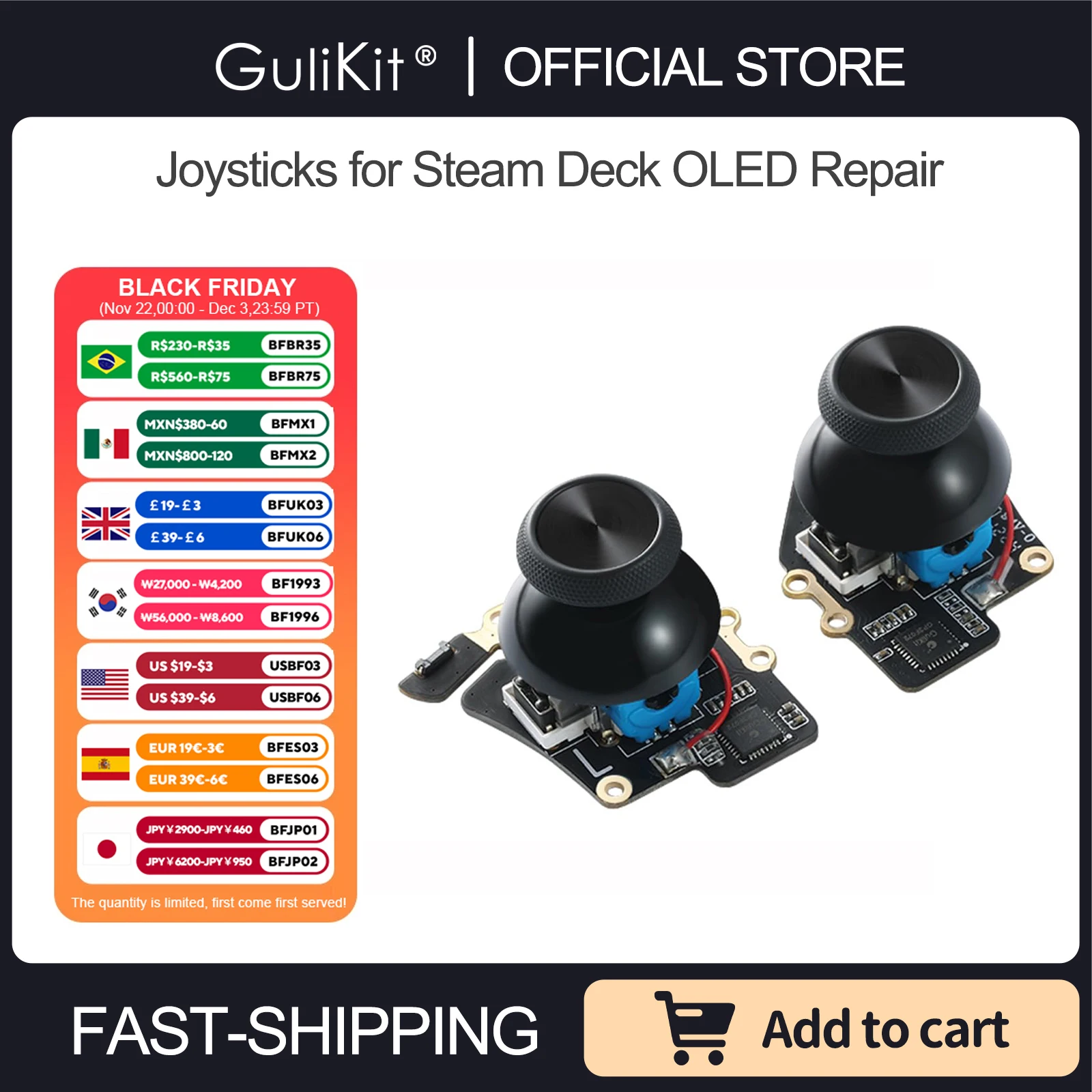 Gulikit SD05 Electromagnetic Joystick Module for Steam Deck OLED No Drifting Stick Design for Repair Replacement