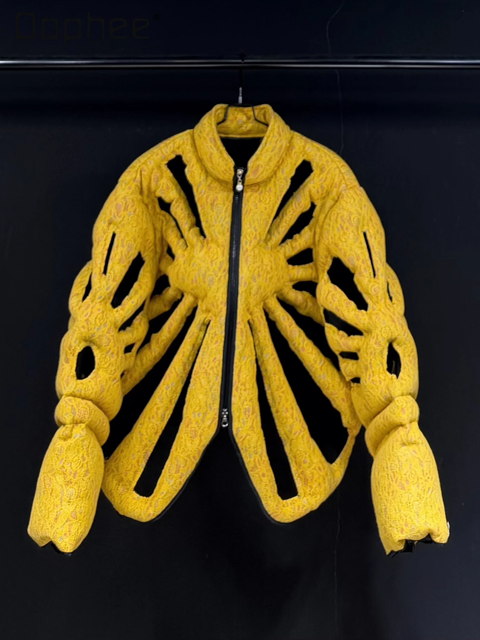 

Повседневная полая утолщенная хлопковая куртка, мужская куртка-пуховик с воротником-стойкой, пальто для выступлений на сцене, американский уличный индивидуальный мужской топ