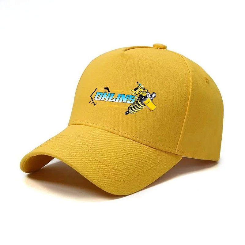 OHLINS Motorcycle Shock Absorber Modification Cap Unisex Youth Casual Baseball Cap Outdoor Riding Duckbill Cap round Top Cotton view 4