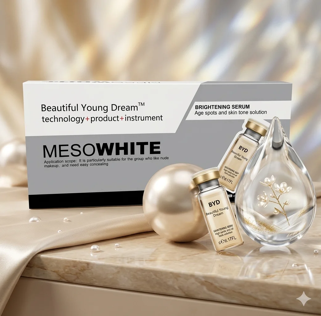 Fotografia 3: Conjunto com 10 Unidades de 5ml de Creme BB Coreano, Sérum Ampoule Glow, Base Líquida Clareadora Meso White e Corretivo para Cuidados com a Pele com Microagulhamento