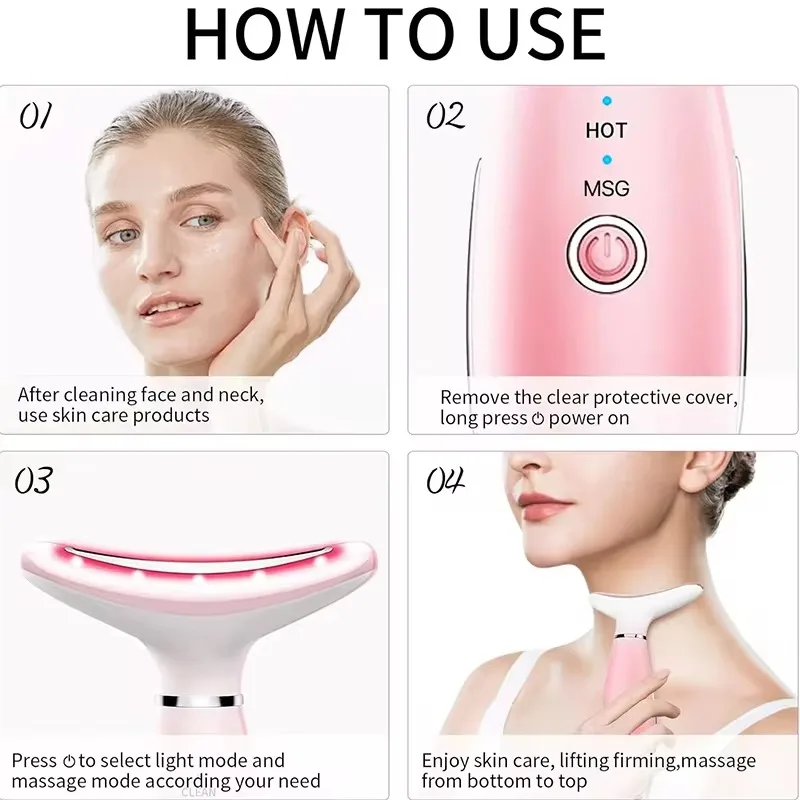 Nek Gezicht Schoonheid Apparaat Lifting Foton Therapie Trillingen Gezichtsmassager Dubbele Anti Rimpels Apparaat Aanscherping Nek Huidverzorging