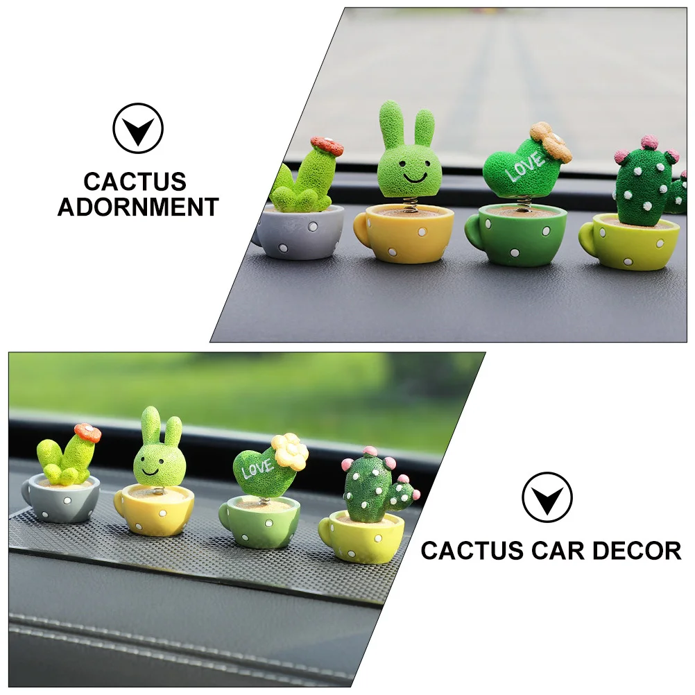 

1Set Cactus Car Decor Resin Ornaments Cartoon Lovely Swinging Dashboard Decoration Plant Adornment Interior Car Ornament Gift